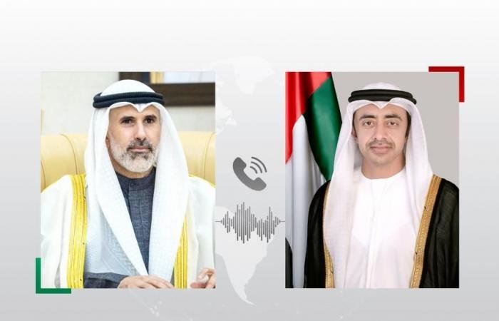 الامارات الان | عبدالله بن زايد يهنئ وزير خارجية الكويت ويبحثان العلاقات الأخوية | عيون الجزيرة الامارات