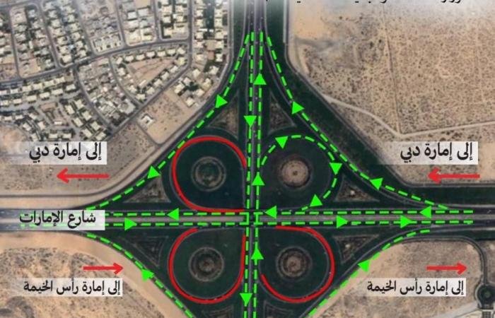 الامارات الان | بدءاً من الخميس..إغلاق مسار للقادمين من دبي باتجاه الشارقة على شارع الإمارات | عيون الجزيرة الامارات
