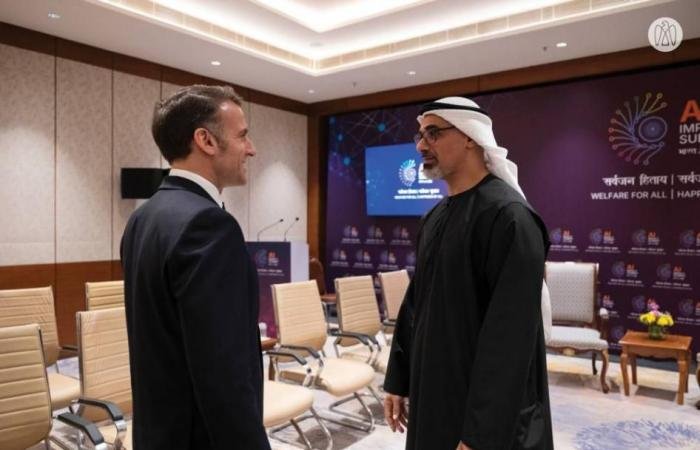 الامارات الان | خالد بن محمد بن زايد وماكرون يبحثان التعاون التكنولوجي في نيودلهي (فيديو) | عيون الجزيرة الامارات