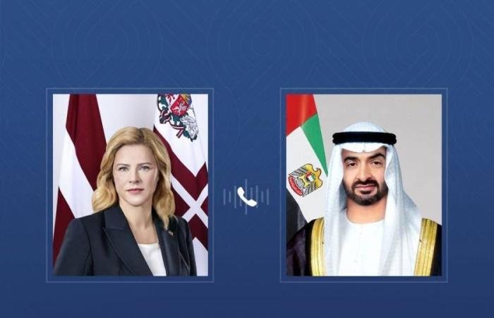 الامارات الان | محمد بن زايد ورئيسة وزراء لاتفيا يبحثان هاتفياً الاعتداءات الإيرانية السافرة | عيون الجزيرة الامارات