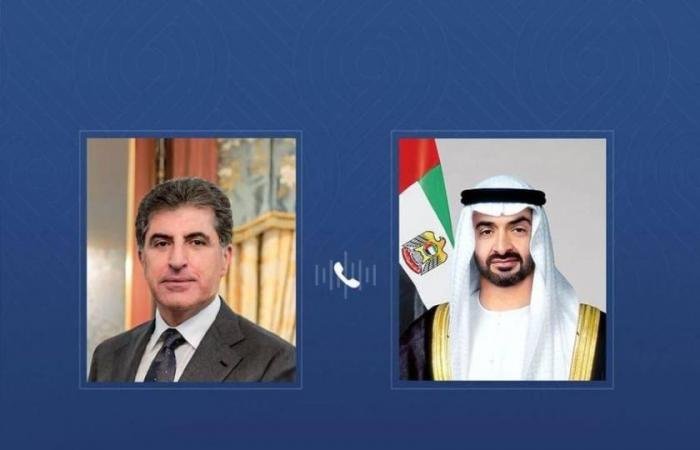 الامارات الان | محمد بن زايد ورئيس إقليم كردستان العراق يبحثان التطورات الخطرة في المنطقة | عيون الجزيرة الامارات