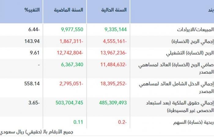 "شمس" تتحول إلى الخسائر في 2025