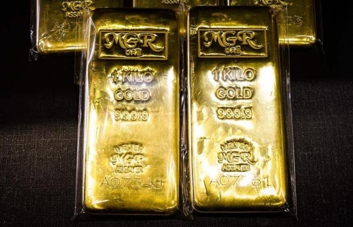 الذهب يتراجع سريعاً عن أعلى مستوى في شهر