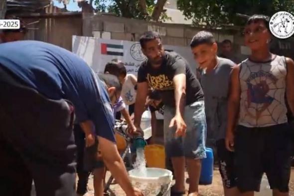 الامارات الان | «الفارس الشهم 3» تحفر بئري مياه شرب في قطاع غزة | عيون الجزيرة الامارات